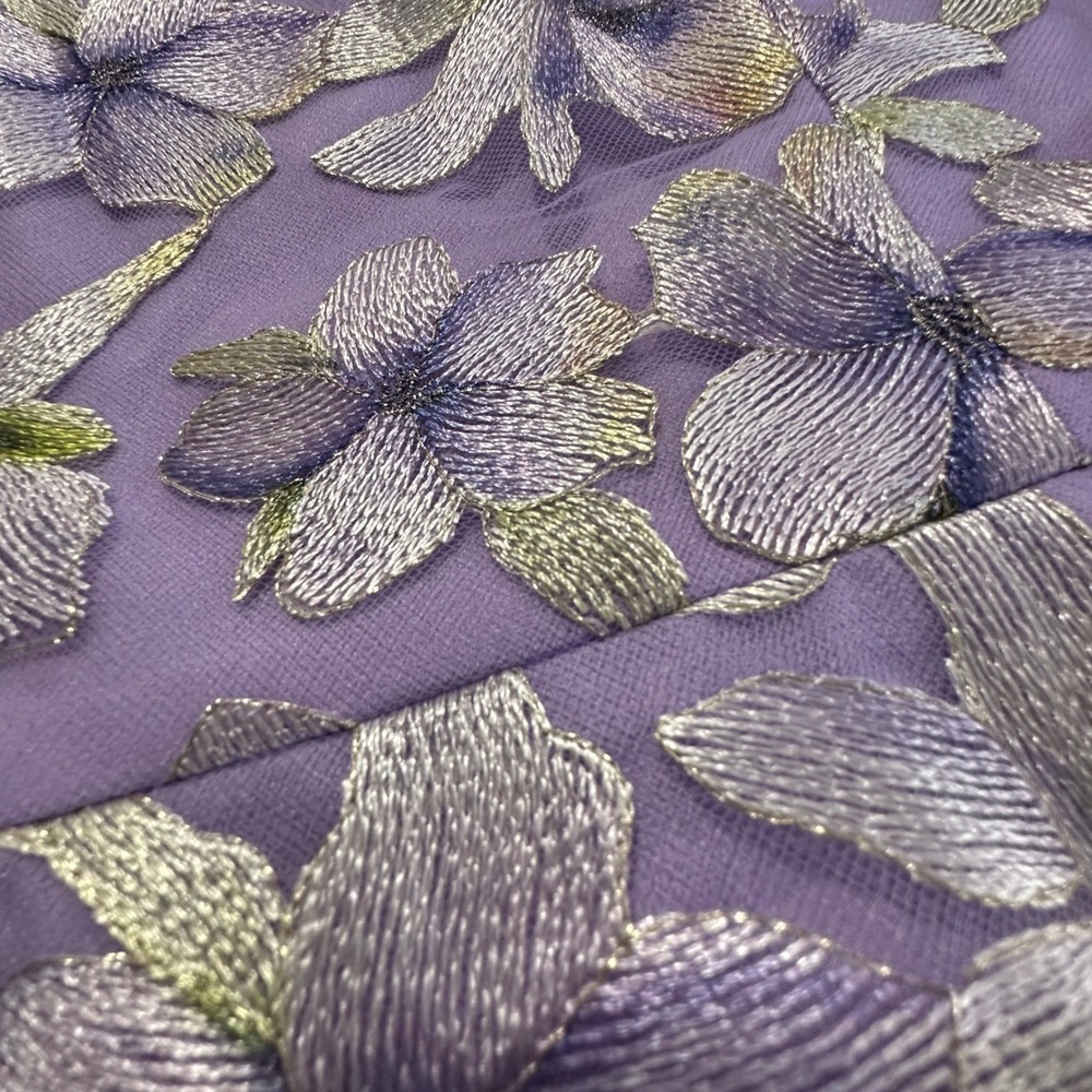 Dress The Population Womens L Blakely Midi Dress Wisteria Multi Floral Purple - Picture 10 of 12